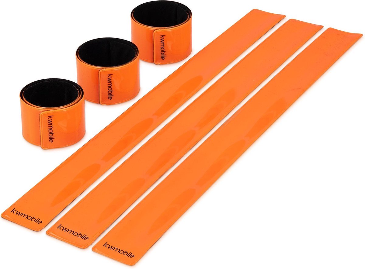 kwmobile reflecterende banden - Set van 6 lichtgevende armbanden - Reflectorband voor hardlopen