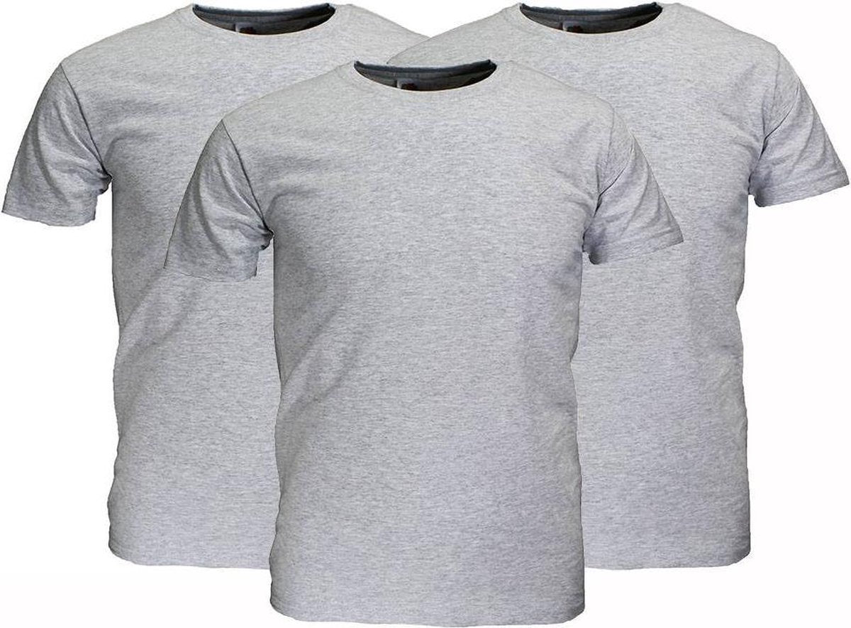 Fruit Of The Loom Blanco Katoenen T-Shirts 3 stuks pakket Grijs Gemeleerd