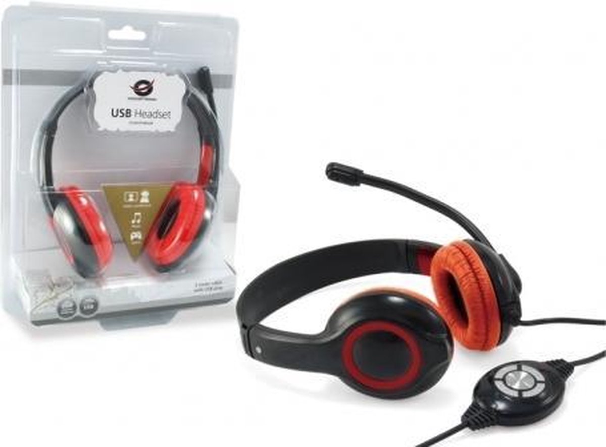 Conceptronic CCHATSTARU2R hoofdtelefoon/headset Hoofdband Rood