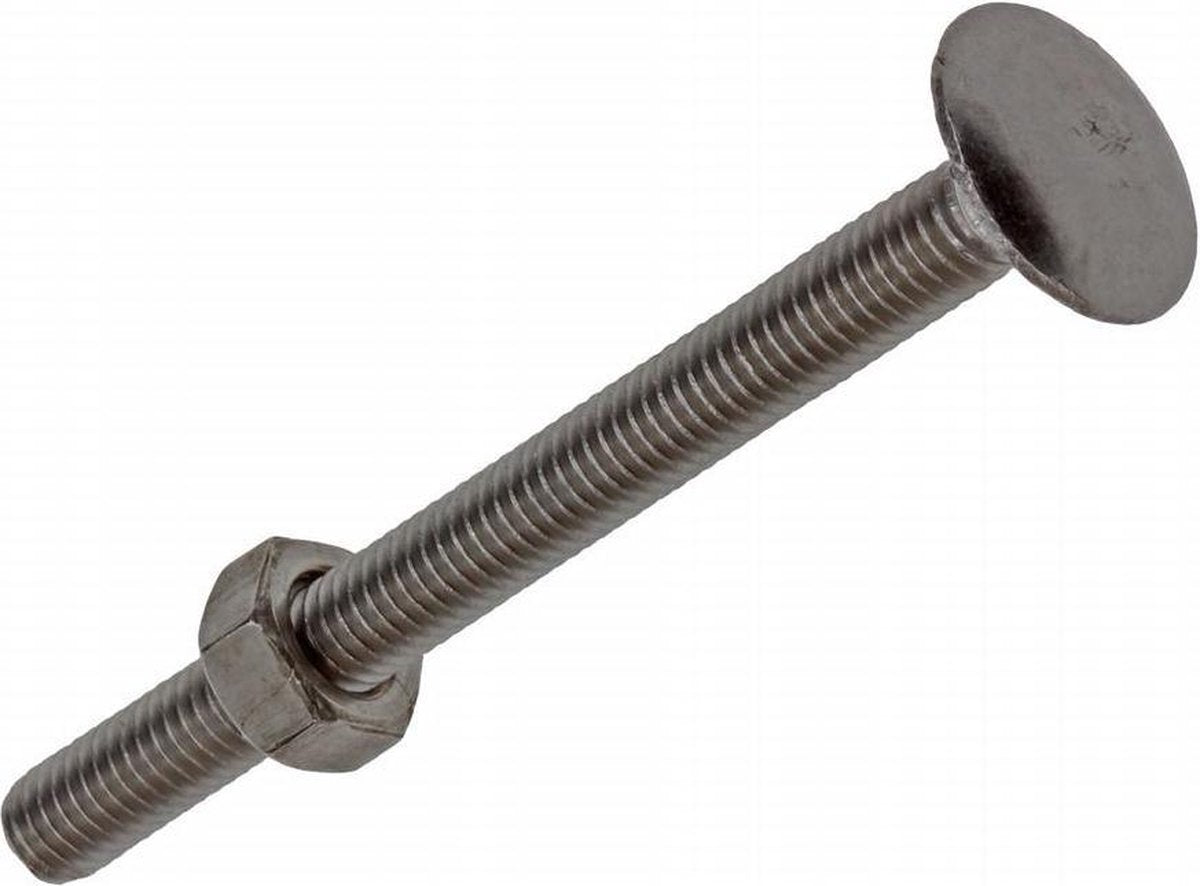 Houtbout met moer  4 STUKS M10 120mm inox/RVS
