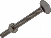 Houtbout met moer  4 STUKS M10 120mm inox/RVS