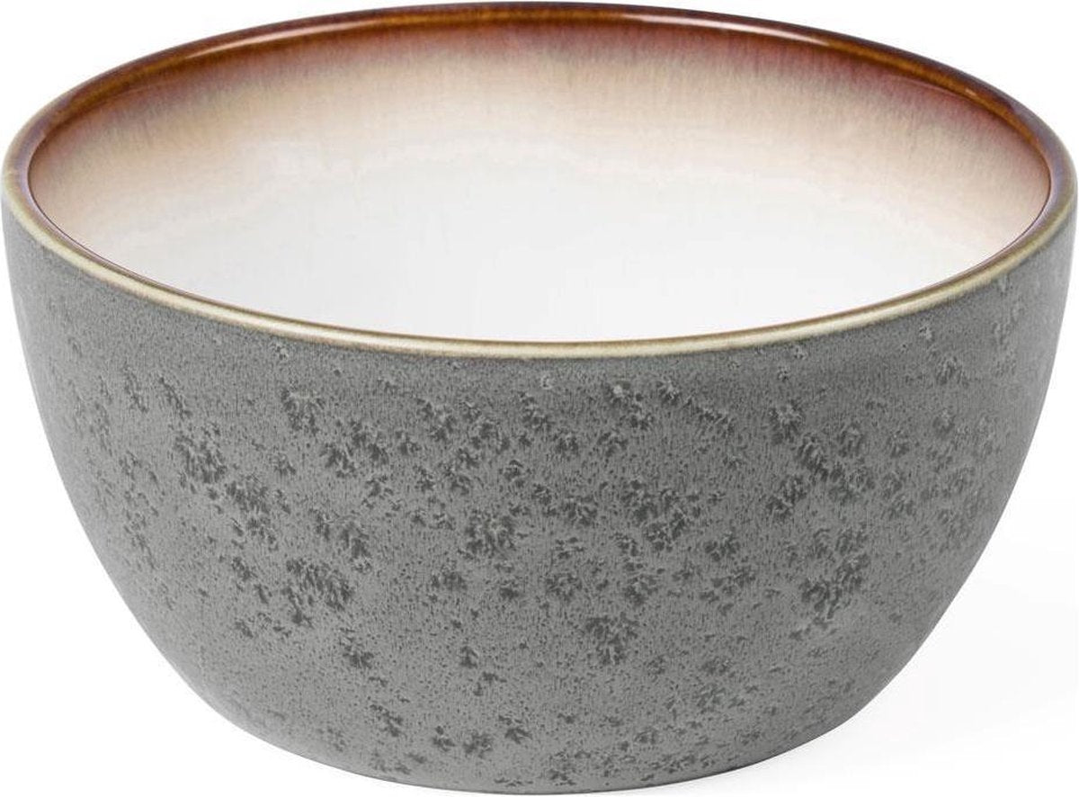 Bitz - Kom keramiek grijs / crème - Diameter 14 cm - Hoogte 7 cm