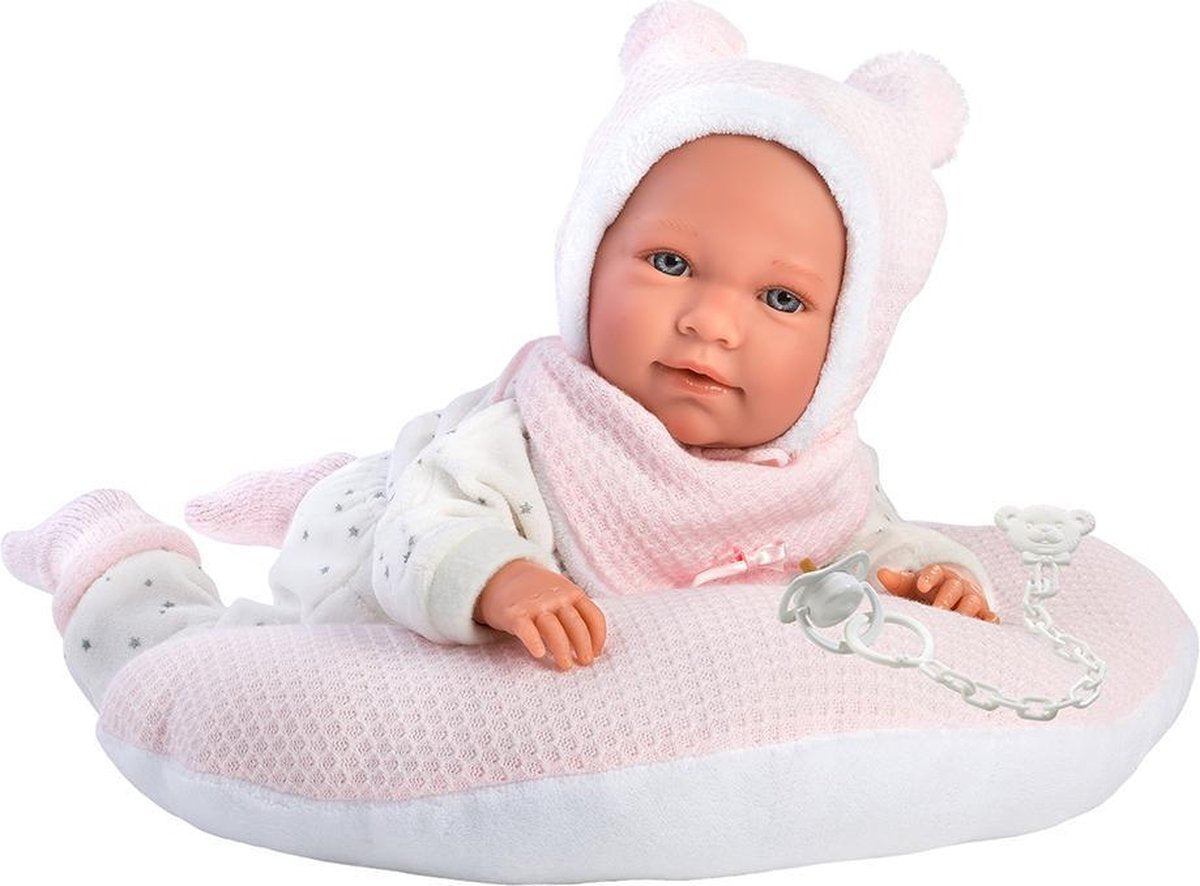 Crying baby Hailey met voedingskussen