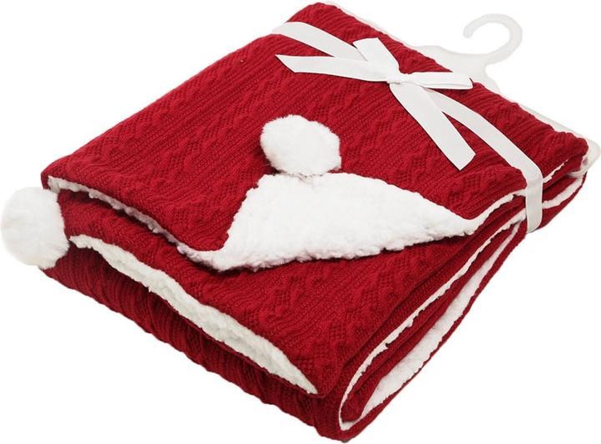 Soft Touch Kabeldeken Pompom 75 X 90 Cm Rood