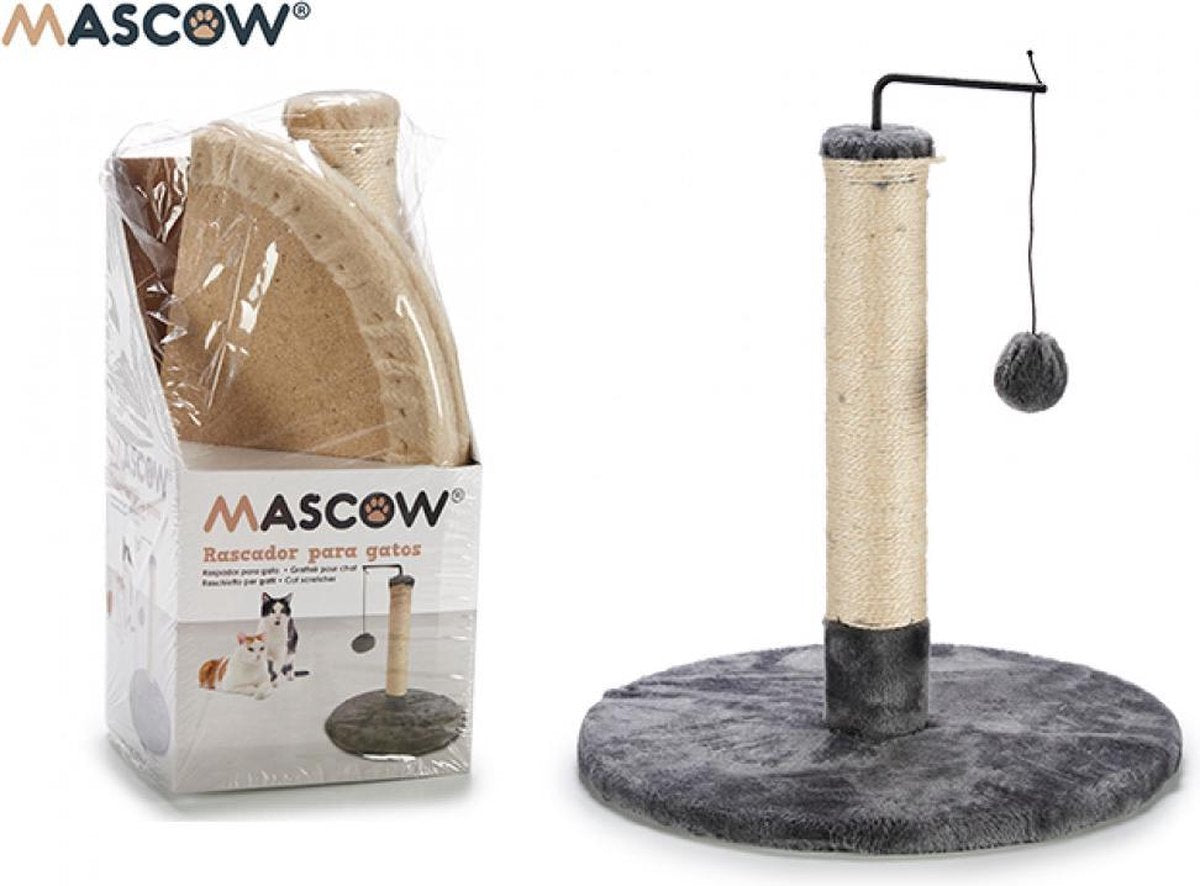 Krabpaal met speeltje – Katten - Mascow - Grijs
