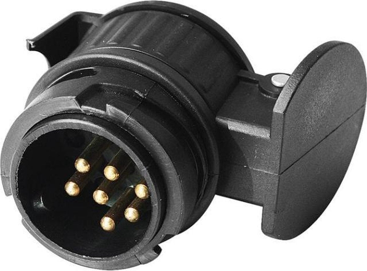 Aanhanger verloopstekker 13- naar 7-polig - 12 Volt Zwart
