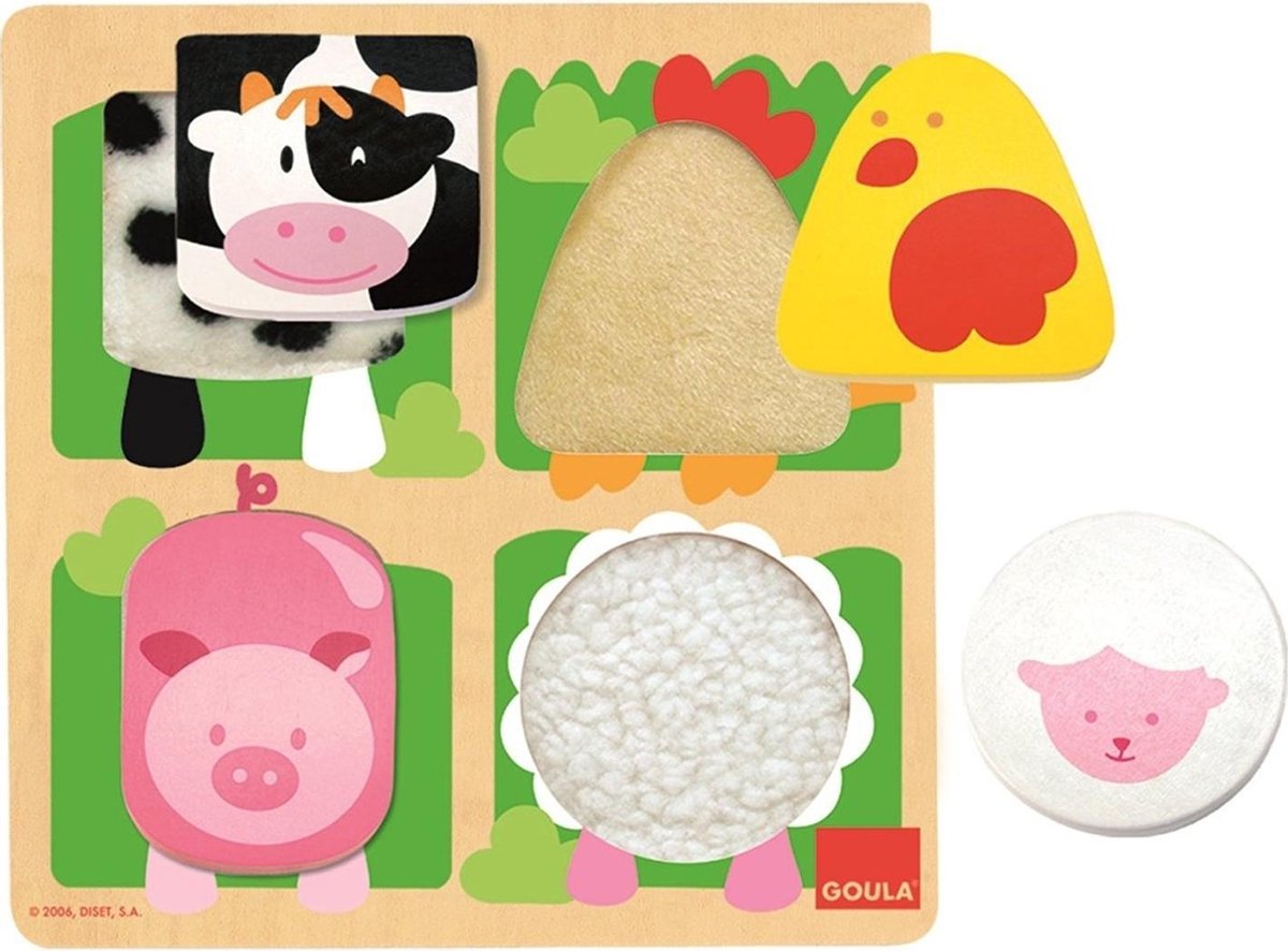 Goula Houten Puzzel - Boerderijdieren - 4 Stukjes