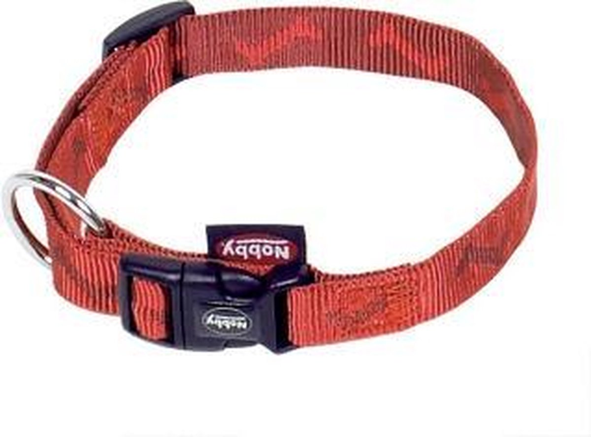Nobby Bone Met Ring Halsband - Rood -  13-20 x 1 cm