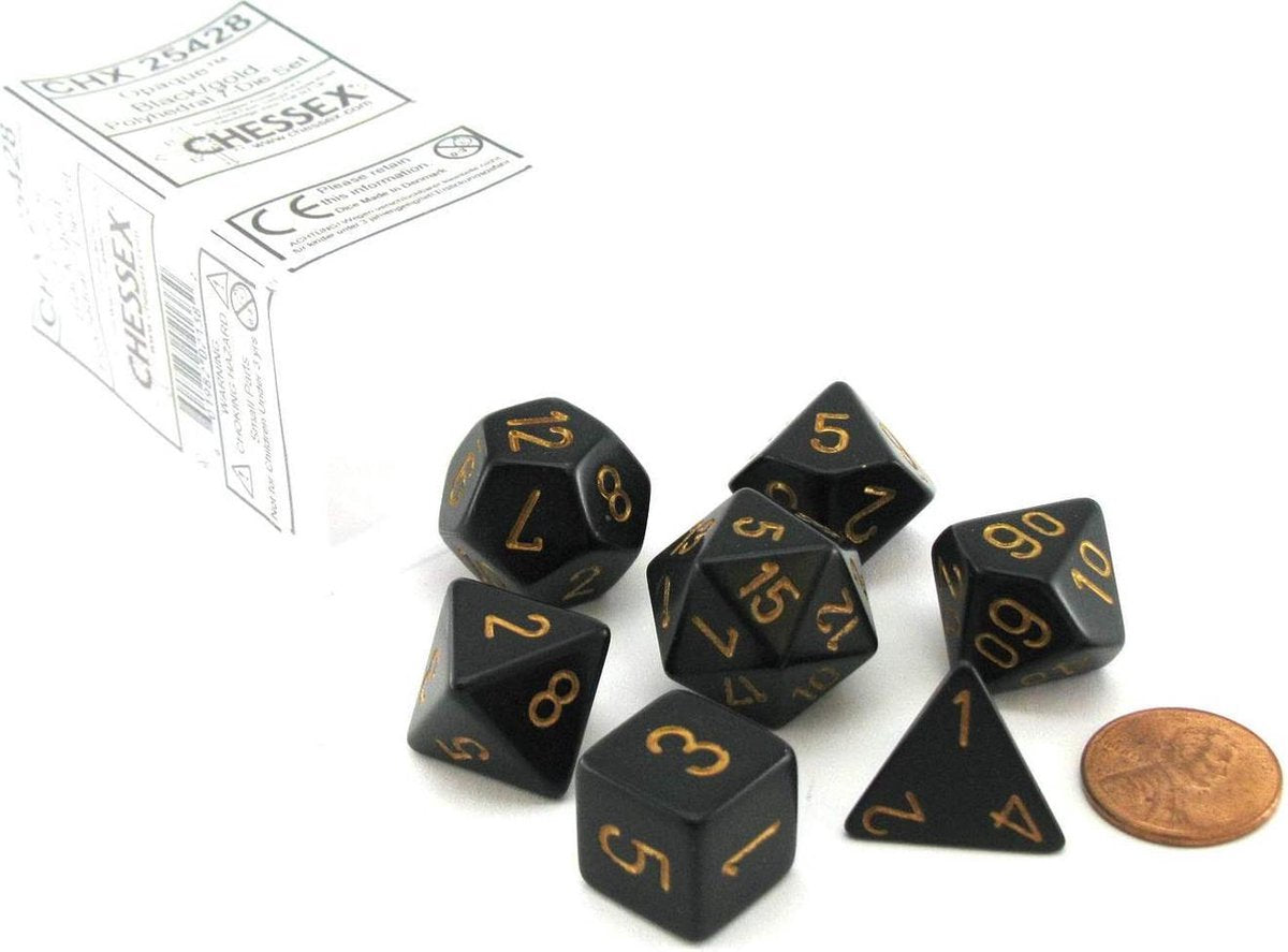 Chessex Opaque Polyhedral 7-Die Sets - Dusty Blue w/gold