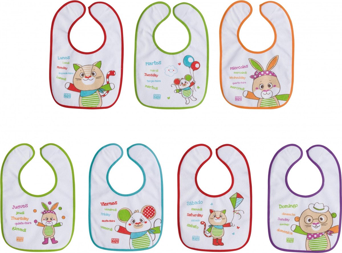 Saro Slabbetjes Dagen Van De Week Klittenband 7 Stuks
