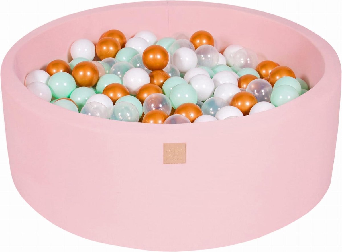 Ronde Ballenbak set incl 200 ballen 90x30cm - Licht Roze: Wit