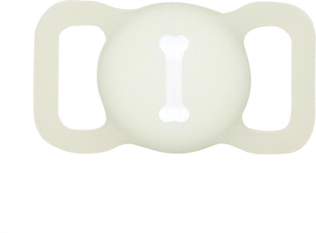 Glow in the dark Airtag sleutelhanger halsband hoesje voor hondenriem / kattenriem - Leuk design - Voor huisdieren - Makkelijk aan te brengen - Diervriendelijk - Glow in the dark wit