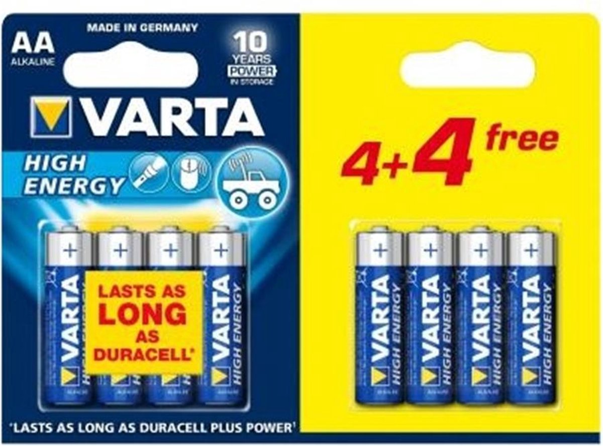 4+4 Pack - AA R3 Varta High Energy Alkaline