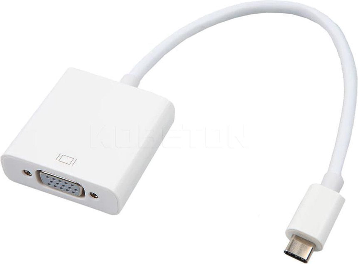 USB-C naar VGA adapter kabel USB Type C voor o.a. Macbook / Chromebook / Acer / Dell / HP / Lenovo - Wit