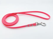 Miqdi BioThane hondenriem – neon roze – 9 mm breed - 3 meter lang - met handvat