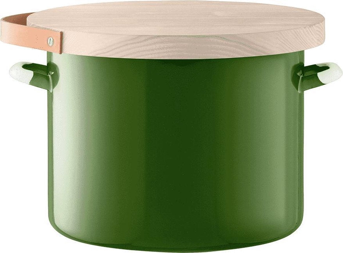 L.S.A. Utility Voorraadpot - Incl. Eikenhouten Deksel - Geëmailleerd Staal - Ø 31 x 25 cm - Groen