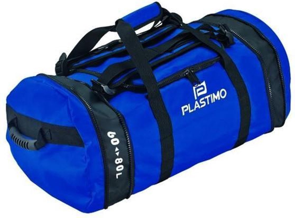 Waterdichte draagtas aanpasbaar 60-80 ltr blauw