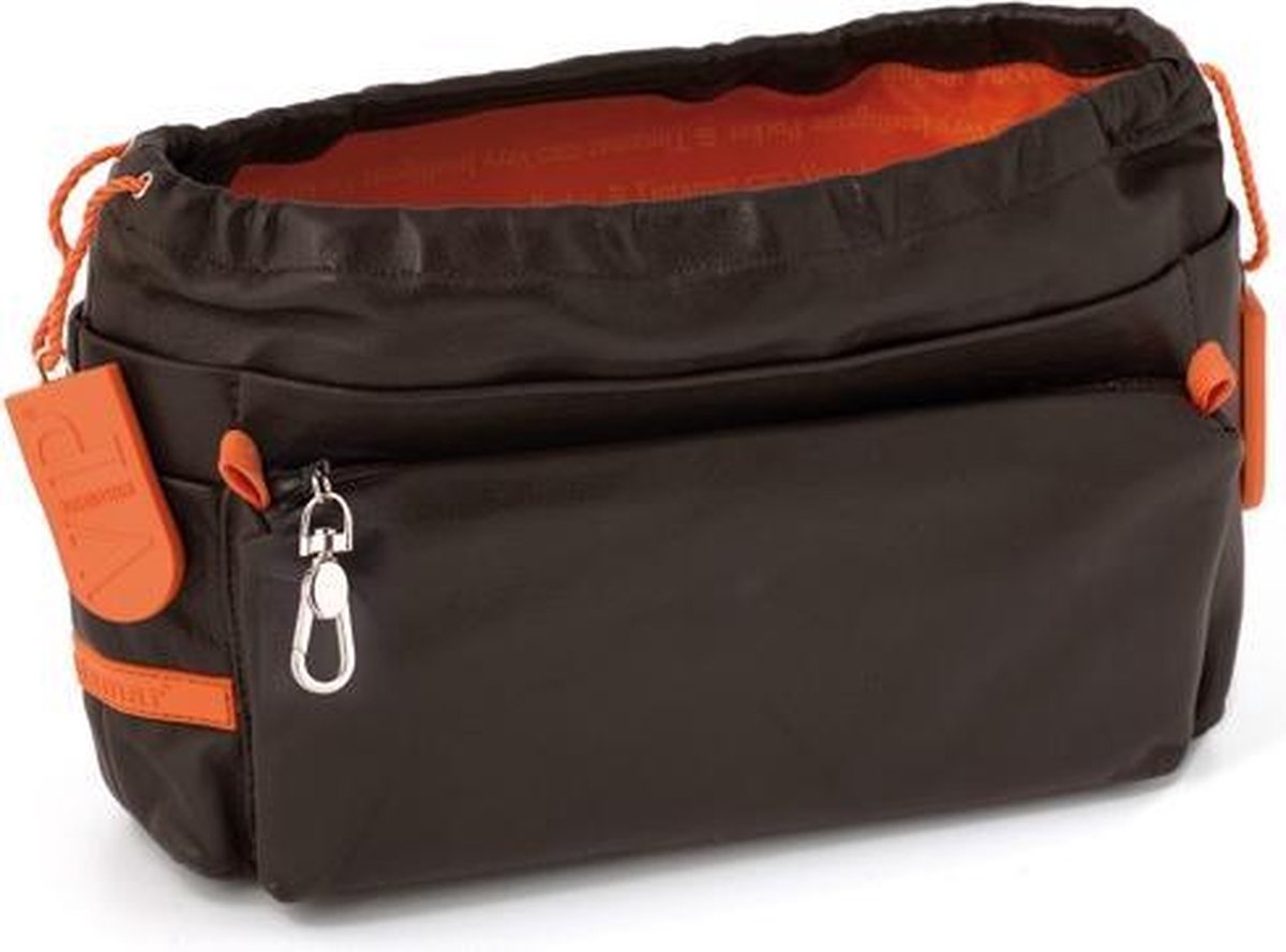 Tasorganizer lamsleer - chocolate / mandarine