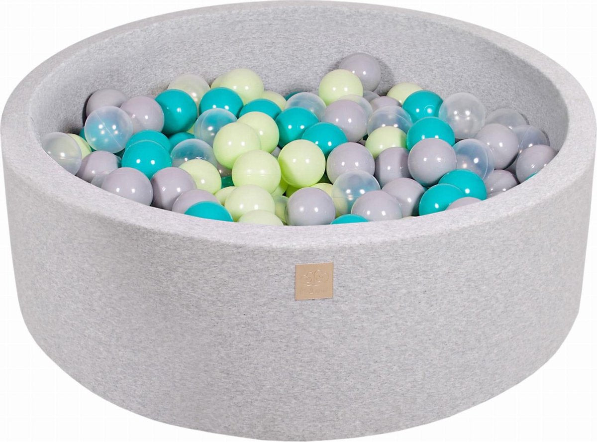 Ronde Ballenbak set incl 200 ballen 90x30cm - Licht grijs: Turquoise