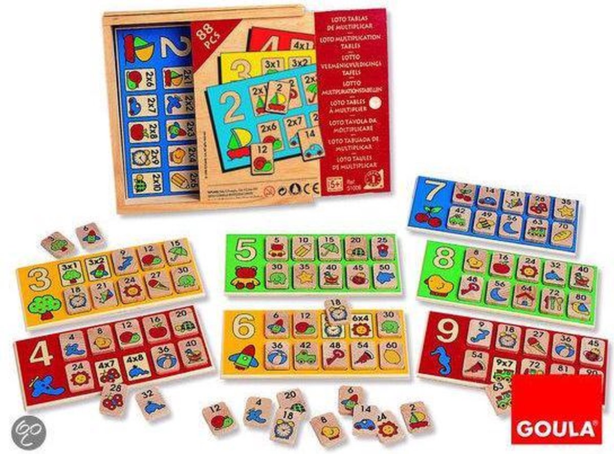 Goula Houten Lotto - Educatief spel - Rekenen Tafels