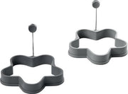 Lurch Ei- en Pannenkoekenvorm Bloem - Siliconen/RVS - Ø12.5 cm - Set van 2 Stuks - Grijs/Wit