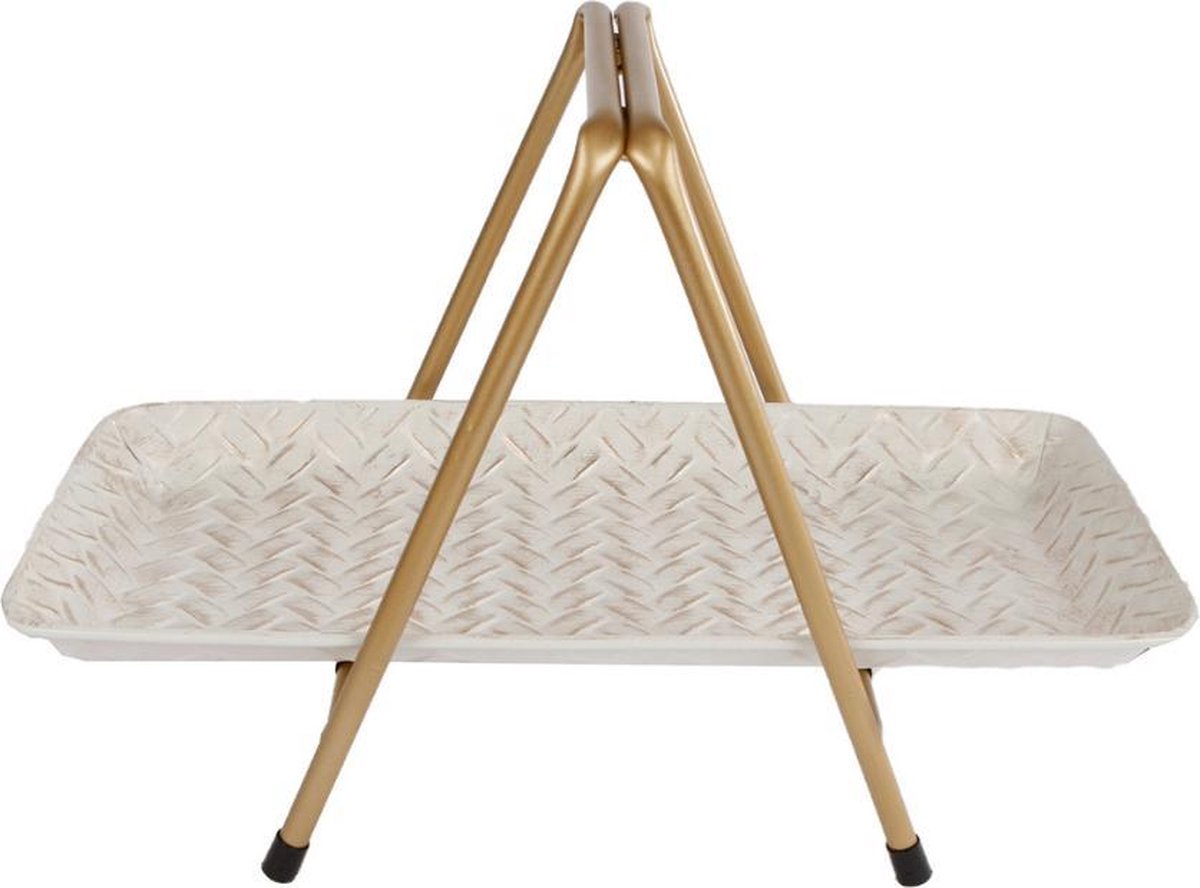 Dulaire Etagere Klein Rechthoek Wit/Goud 21 cm