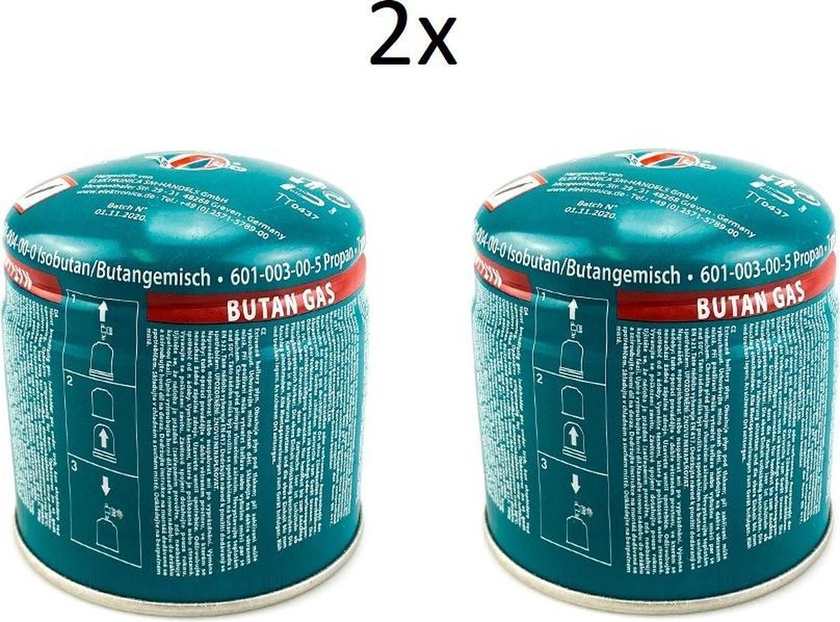 Gasblik | Gasbus |Camping Gasvulling |Gas Cartridge | Butaan Gas |190g |2 stuks