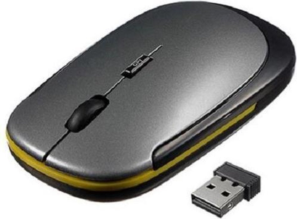 Draadloze Muis (Ultra Dun) Met USB Aansluiting Grijs-Groen