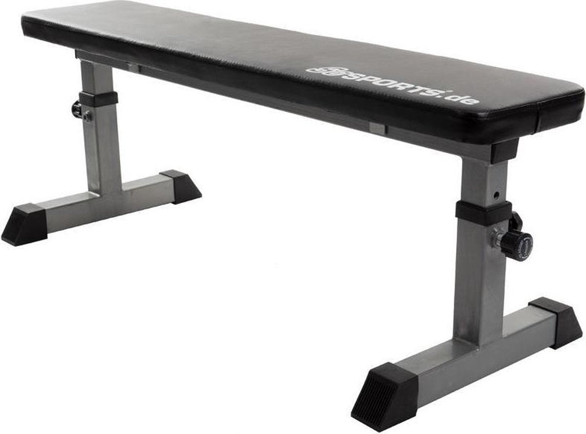ScSPORTS® Fitnessbank - Halterbank plat - 3 hoogtes - verstelbaar - Grijs - max. belastbaar 180 kg