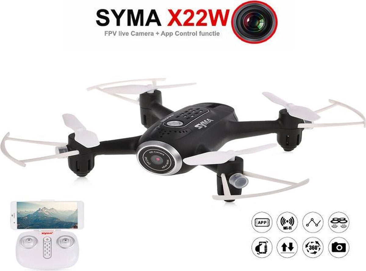 Syma X22W FPV live Camera Drone +app control functie -zwart