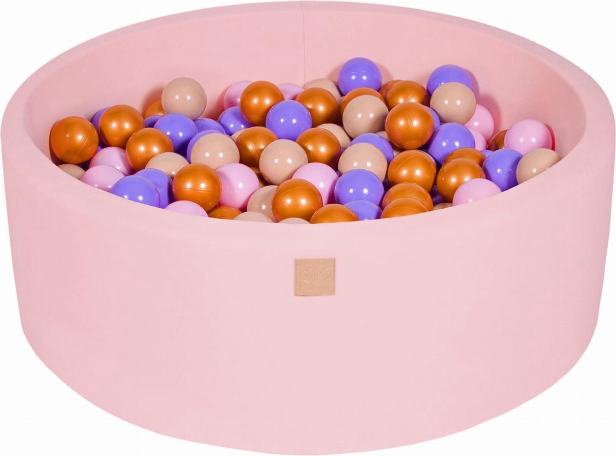 MeowBaby® Ronde Ballenbak set incl 200 ballen 90x30cm - Licht Roze: Goud