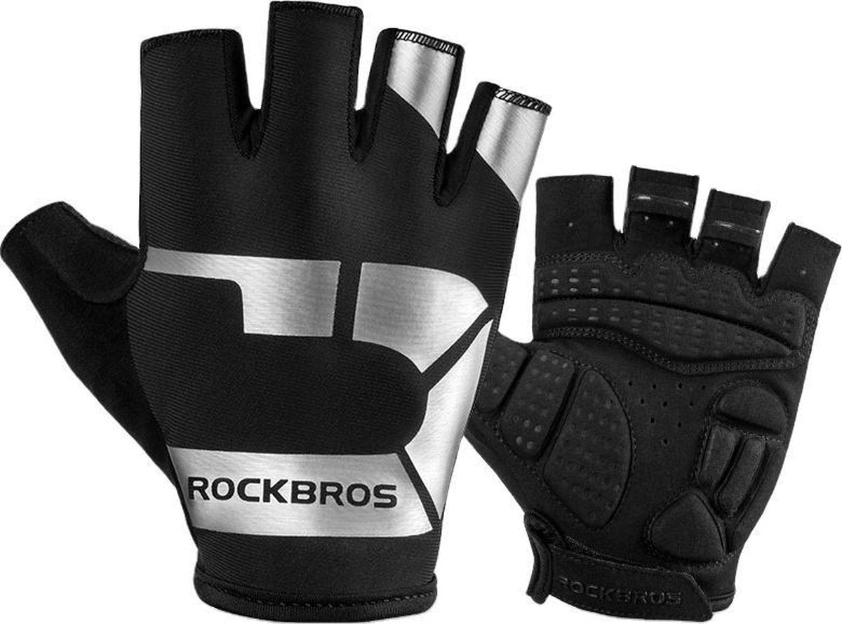 ROCKBROS fietshandschoenen halfvinger schokabsorptie ademend comfortabele mode bedrukking buitensport handschoenen/Gants de cyclisme ROCKBROS demi-doigt absorption des chocs respirant confortable impression de mode gants de sport en plein air