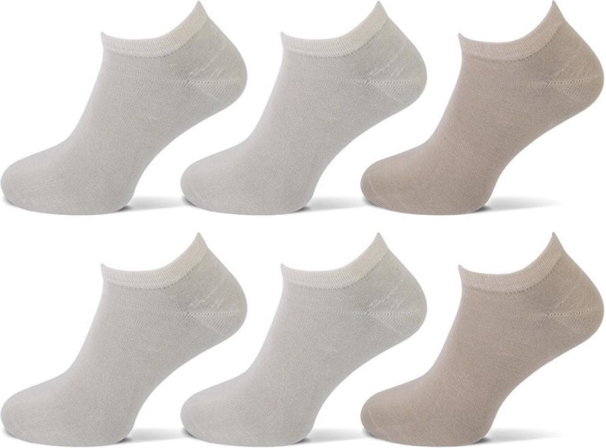 Sokken sneaker 6 paar beige