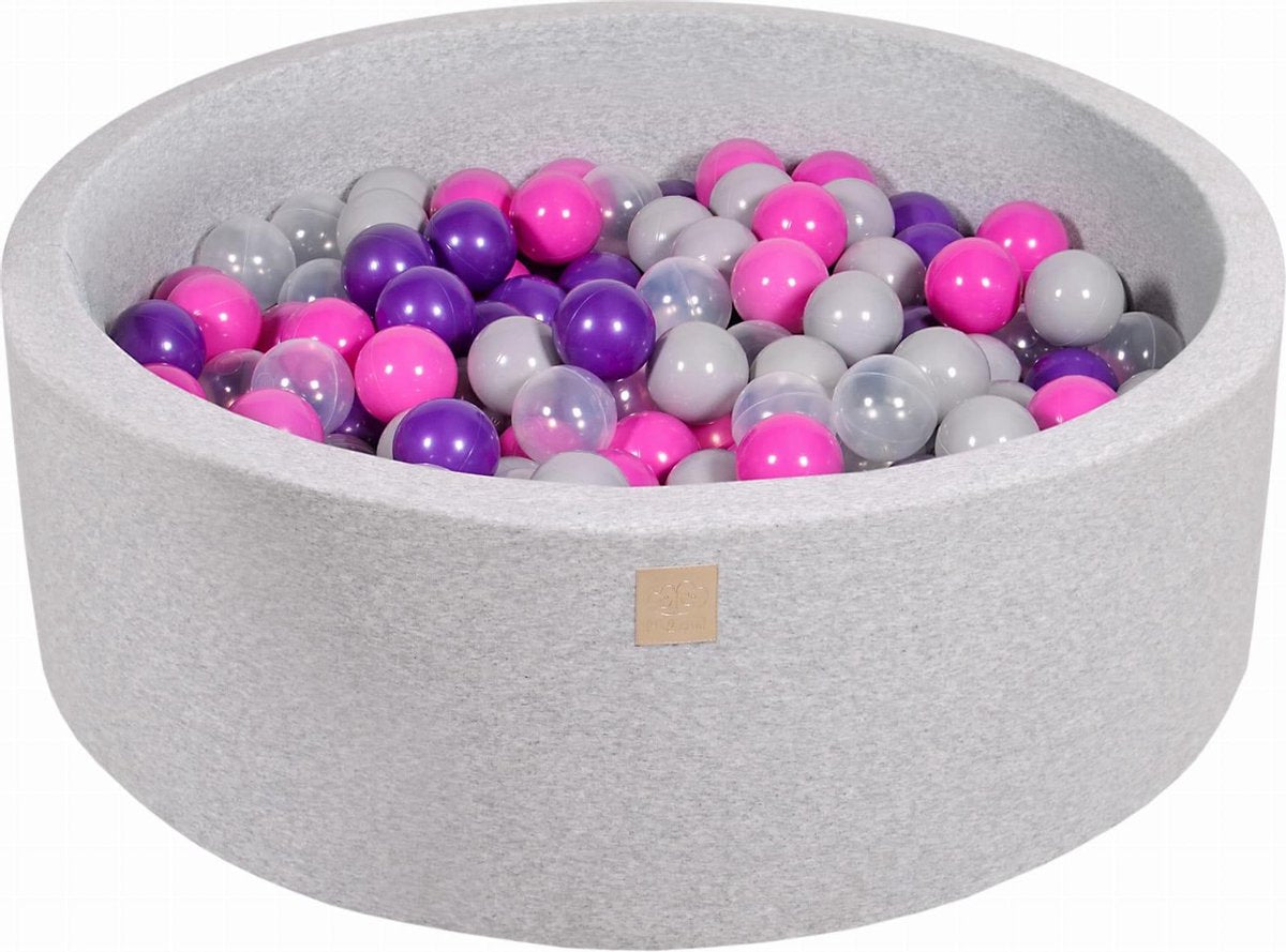 Ronde Ballenbak set incl 200 ballen 90x30cm - Licht grijs: donker roze
