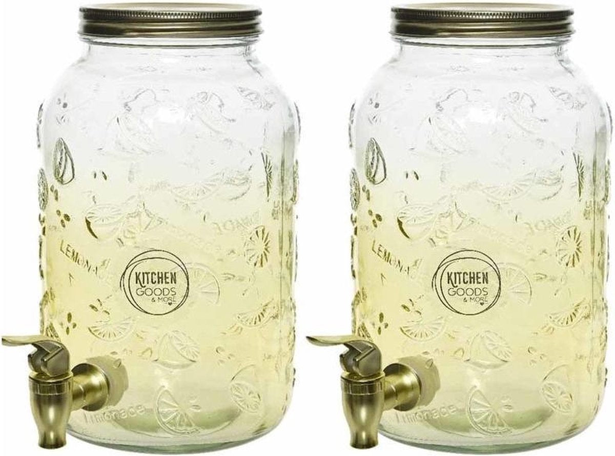 Set van 2 glazen drank dispenser/limonadetap 3