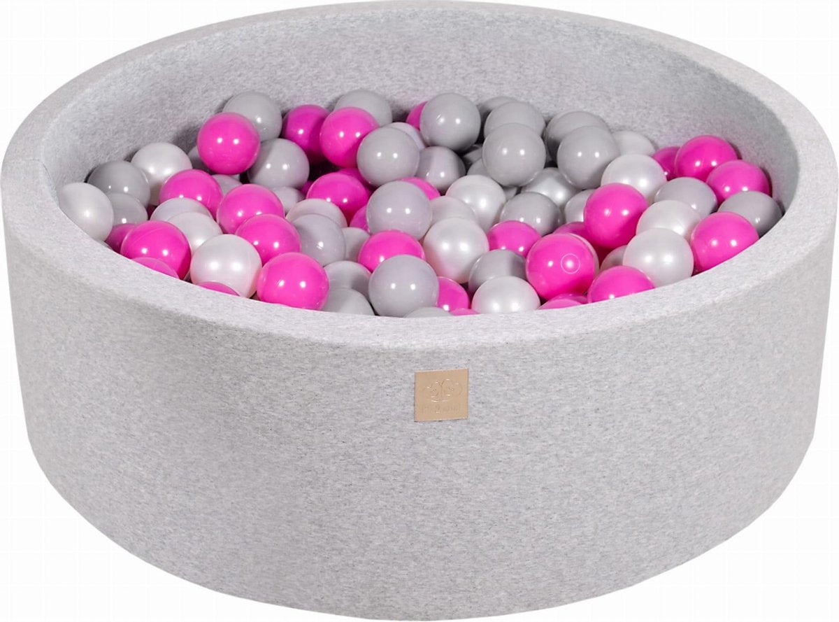Ronde Ballenbak set incl 200 ballen 90x30cm - Licht Grijs: Donker Roze