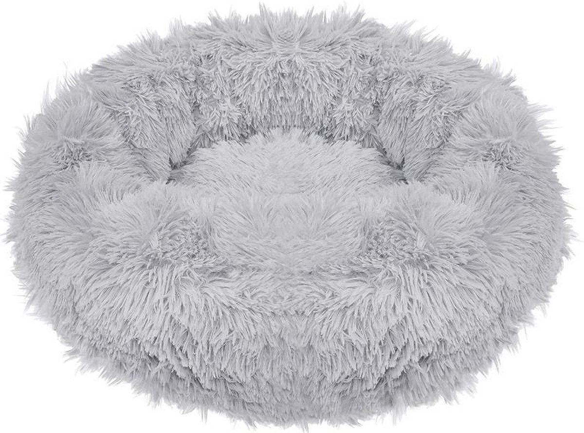 Springos Hondenmand | Superzacht en Luxe | Wasbaar | Donut | Fluffy | Hondenkussen | 110 cm | Licht Grijs