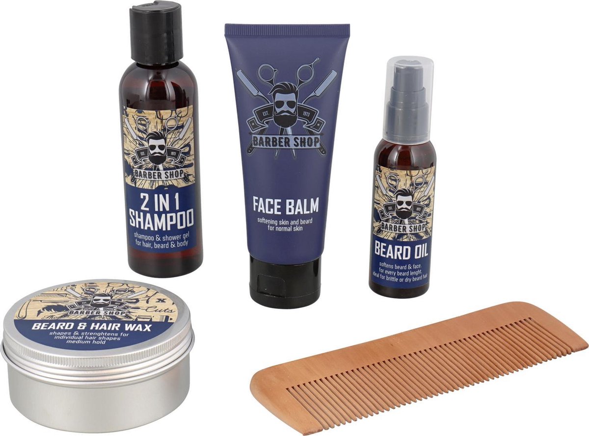 Giftset Barber Shop 5-delig - Diverse kleurige box - Compleet Verzorgings Pakket