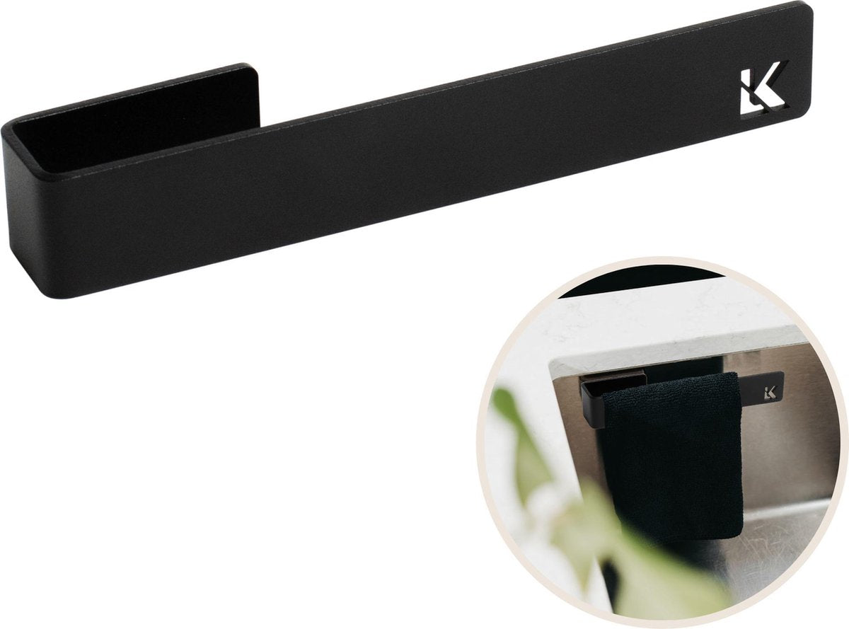 Kitchen Lab Co. RVS Vaatdoekhouder Zwart - Gootsteen Organizer - Keuken Organizers Gootsteen