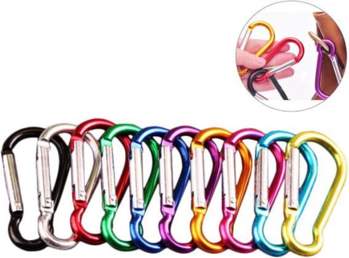 5 Stuks - Karabijnhaken - Karabijnhaak - Carabiners - Festonhook - Diverse kleuren - RVS