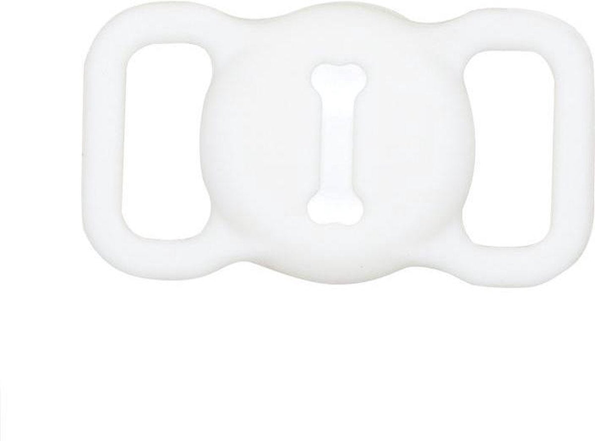 Airtag sleutelhanger hoesje voor halsband hondenriem / kattenriem - Leuk design - Voor huisdieren - Makkelijk aan te brengen - Diervriendelijk - Wit