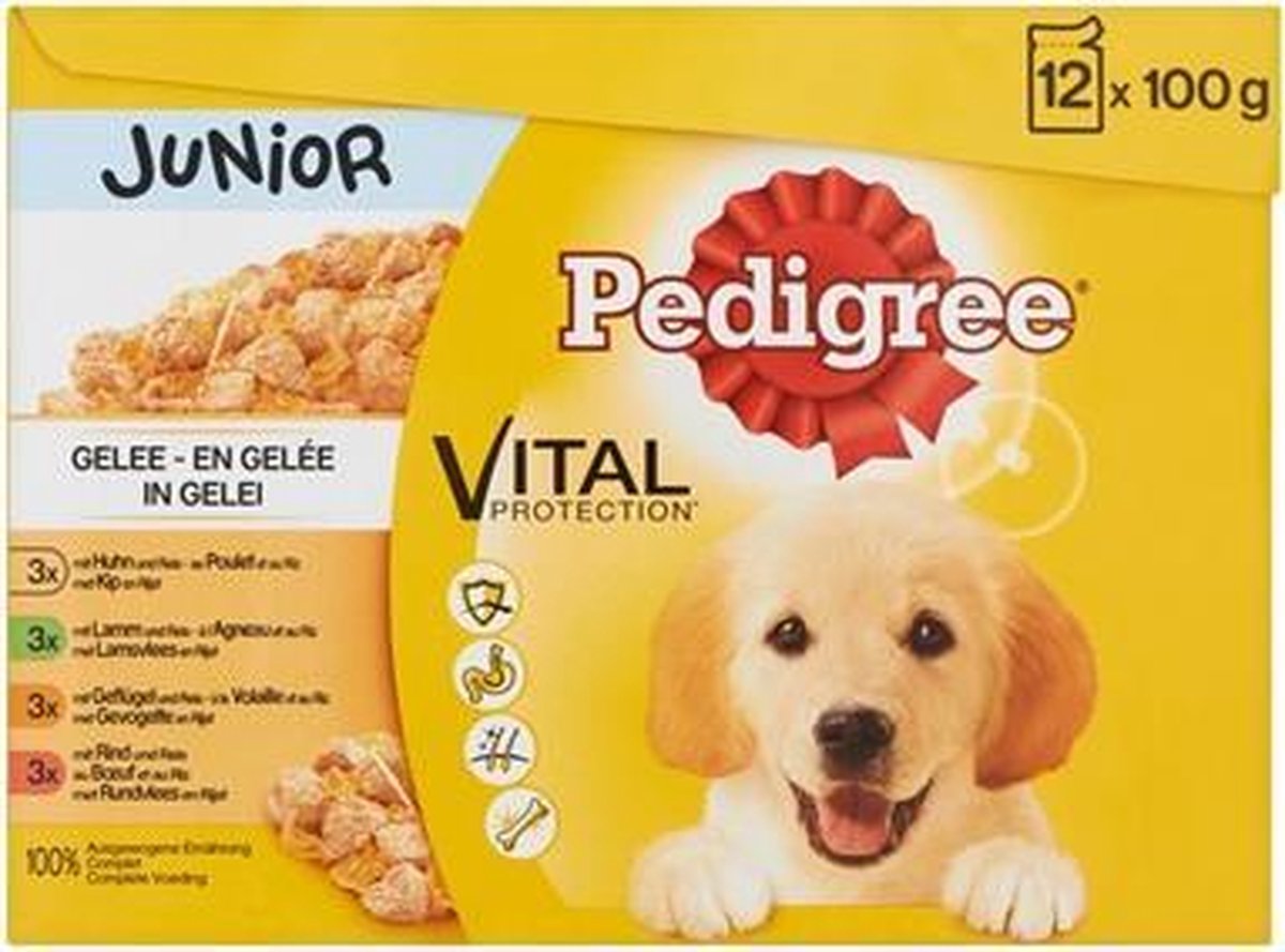 Pedigree multipack maaltijdzakjes junior in gelei - 100 gr - 1 stuks