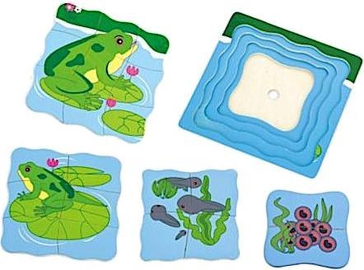 Viga Toys Vormenpuzzel Kikker 4-laags Junior Hout 21 Stukjes