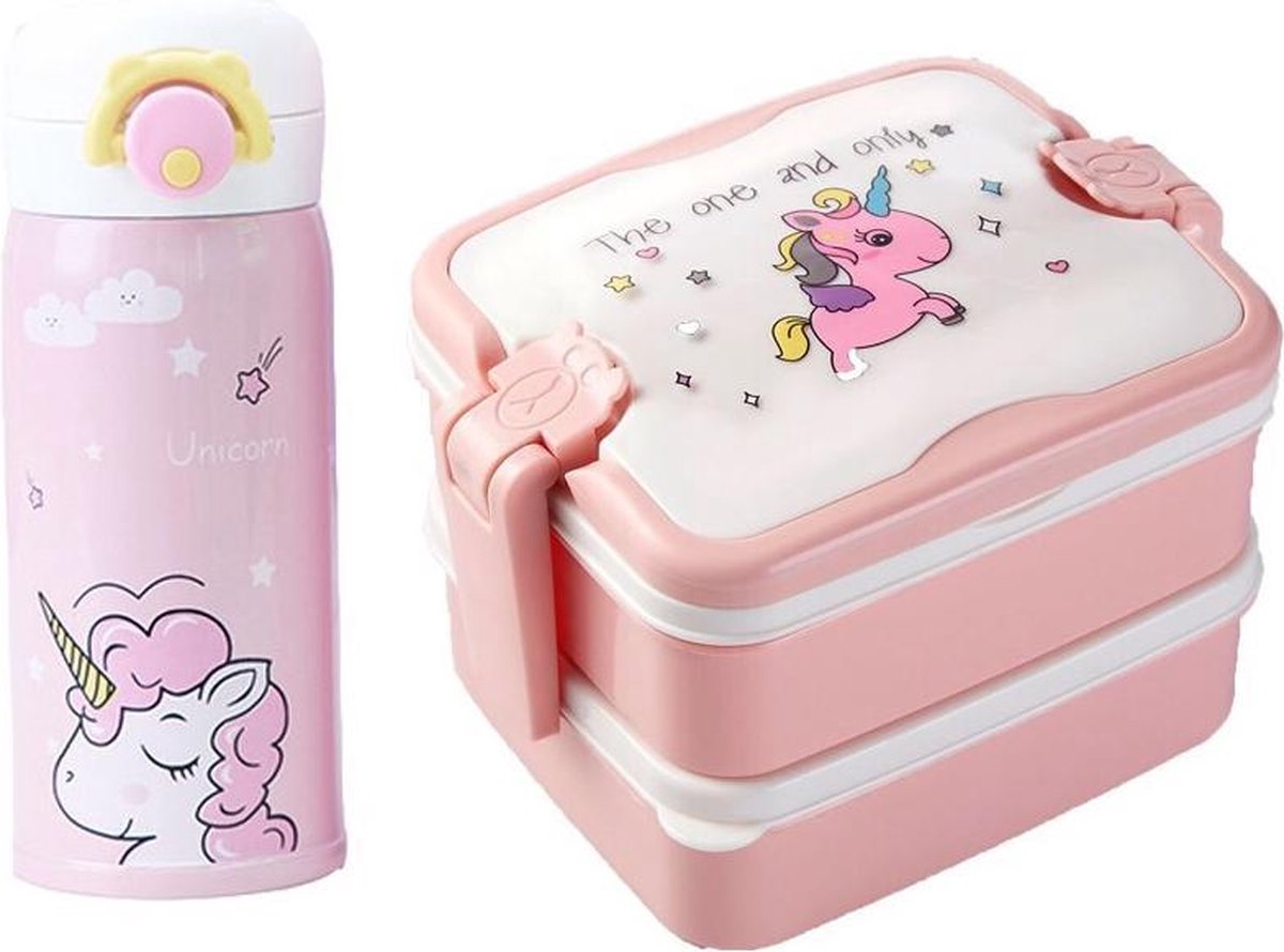 Eenhoorn broodtrommel +  Kinderdrink beker Unicorn