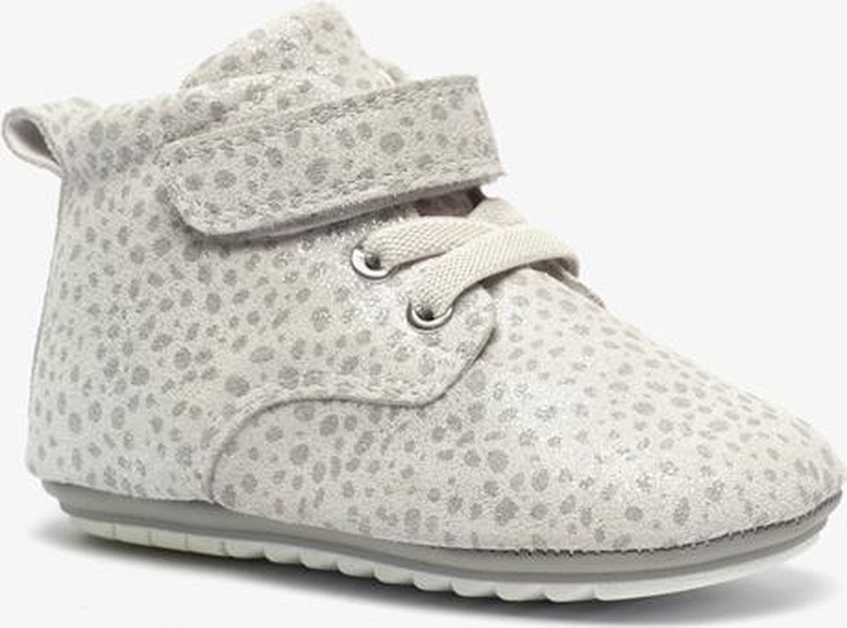 Groot leren babyschoenen met stippen - Wit - Maat 18