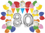 e-Carnavalskleding.nl Feestversiering pakket zilver 80 jaar | Versiering 80e verjaardag | 80 jaar feestversiering pakket zilver compleet | Leuk pakket zilver met feestartikelen voor de 80e verjaardag Medium