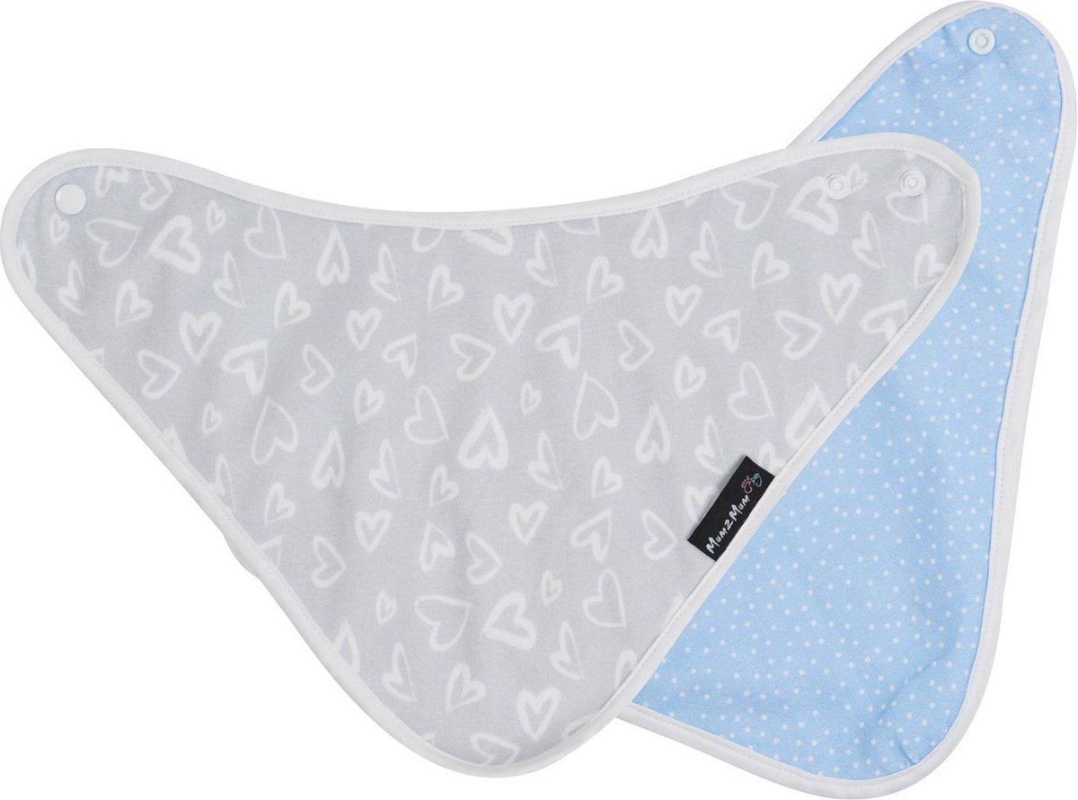 Mum2Mum- Bamboo Bandana Bib-  Grijze hartjes