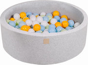 MeowBaby® Ronde Ballenbak set incl 200 ballen 90x30cm - Licht Grijs: Wit