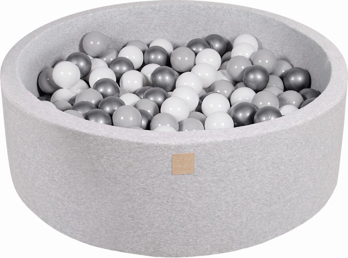Ronde Ballenbak set incl 200 ballen 90x30cm - Licht Grijs: Zilver