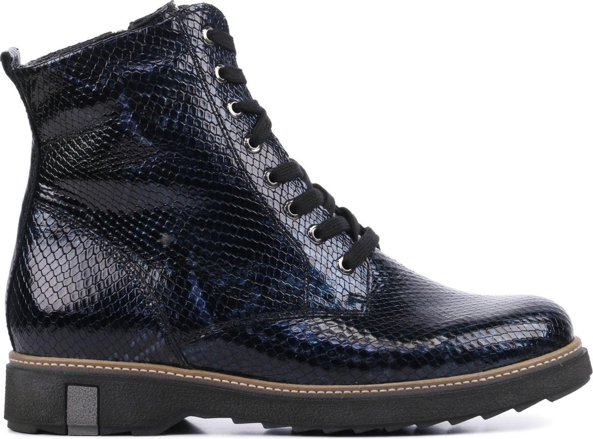Waldlaufer Vrouwen Leren Slangenprint Enkellaarsjes / Laarzen / Damesschoenen 683801 - Blauw - maat 37